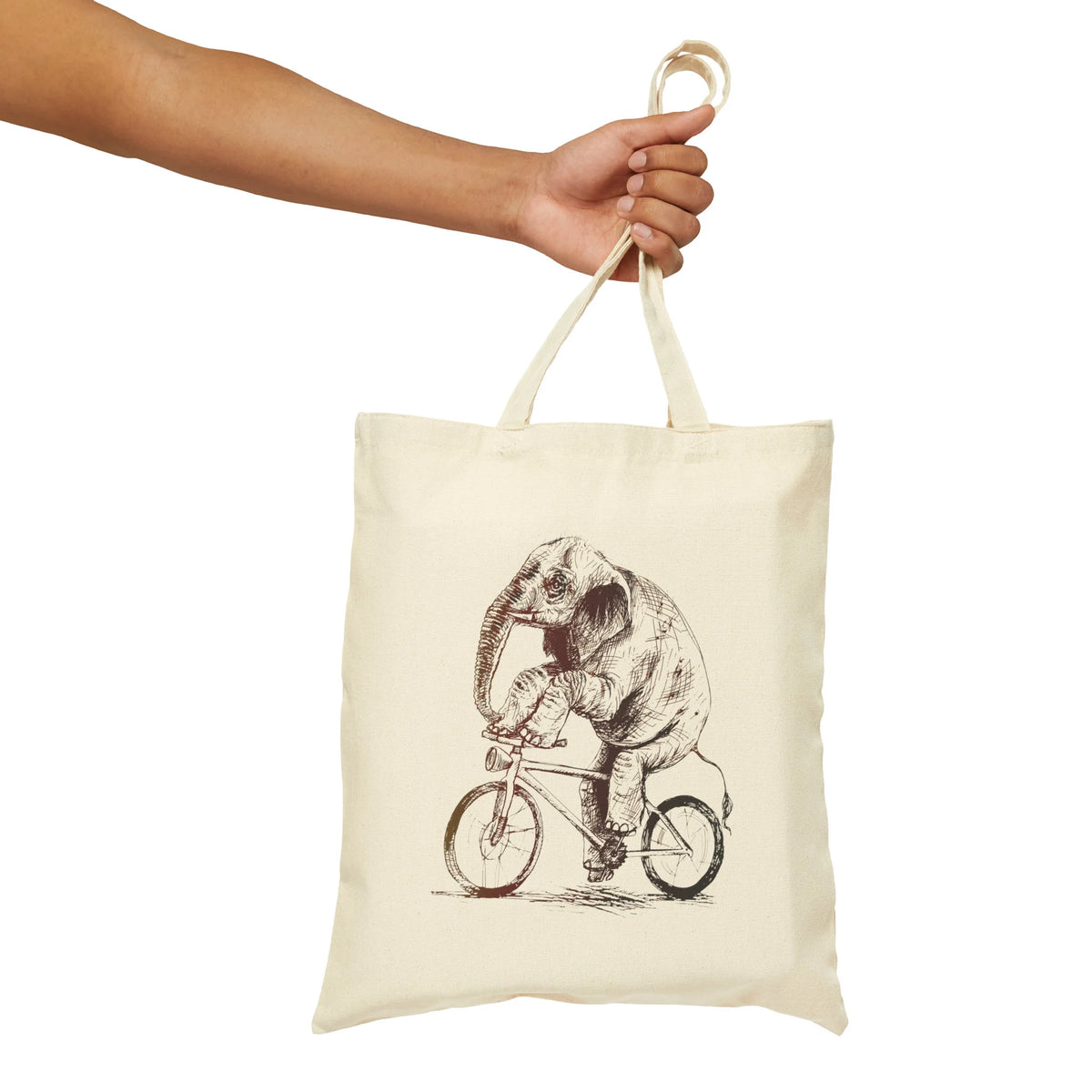 Elephant Drawing Cotton Canvas Tote Bag – Reusable Eco-Friendly